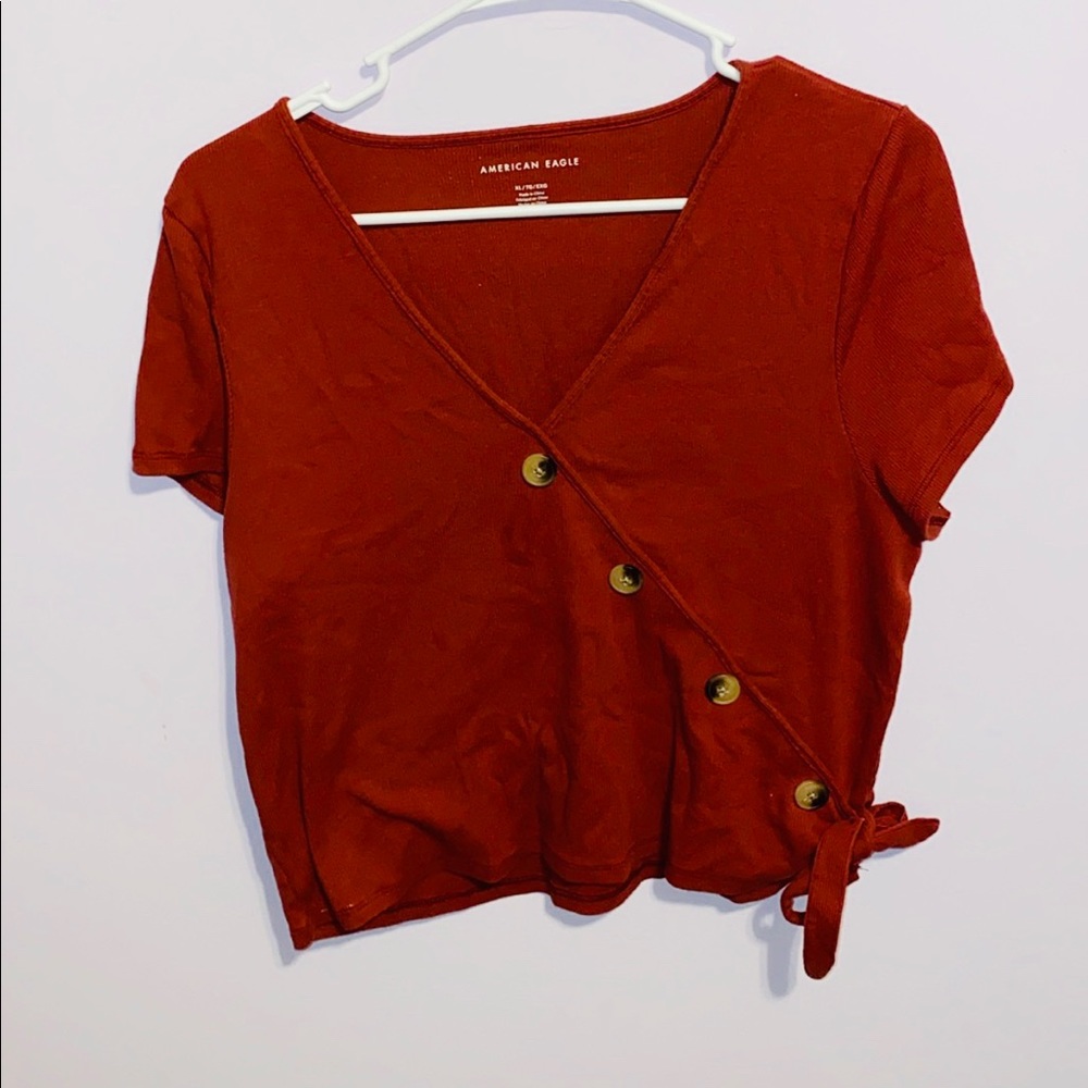 American eagle ribbed top with tie.